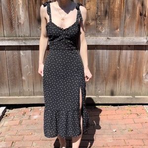 Abercrombie & Fitch Tie Strap High Slit Ruffle Midi